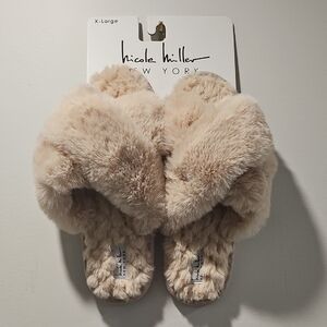 Nicole Miller Faux Beige Slippers